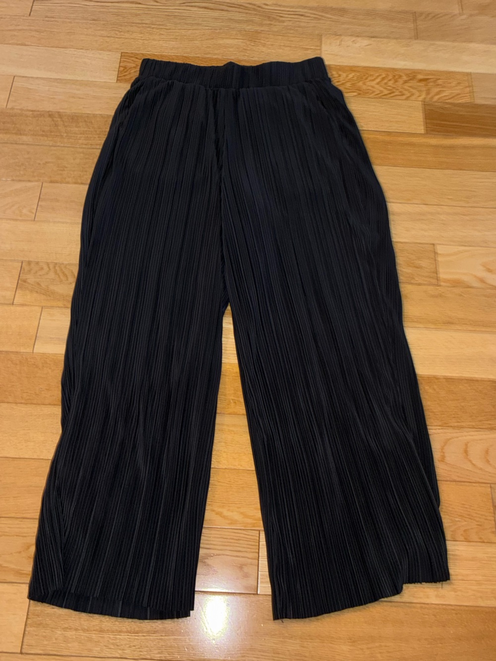 Black Pleated Wide-Leg Jumpsuit Pants